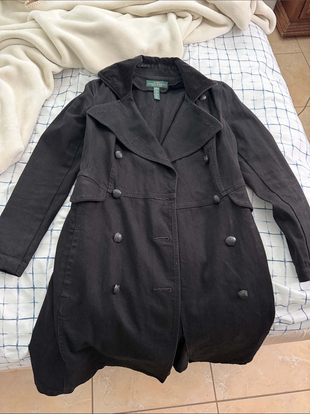 Black denim coat